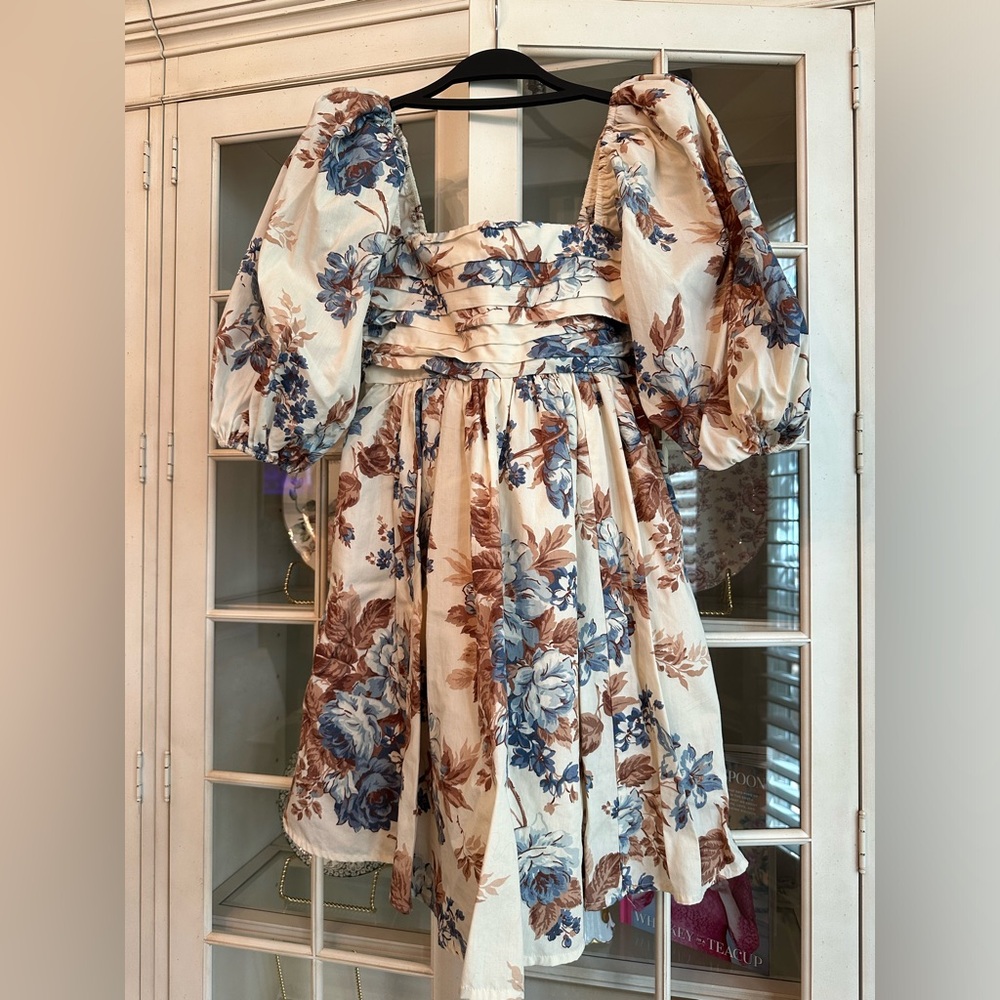 A&F Emerson poplin puff sleeve mini dress in autumn floral XS